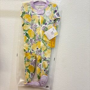 Burt's Bees Baby Organic Cotton Lemon Floral Sleeper - 12M NWT
